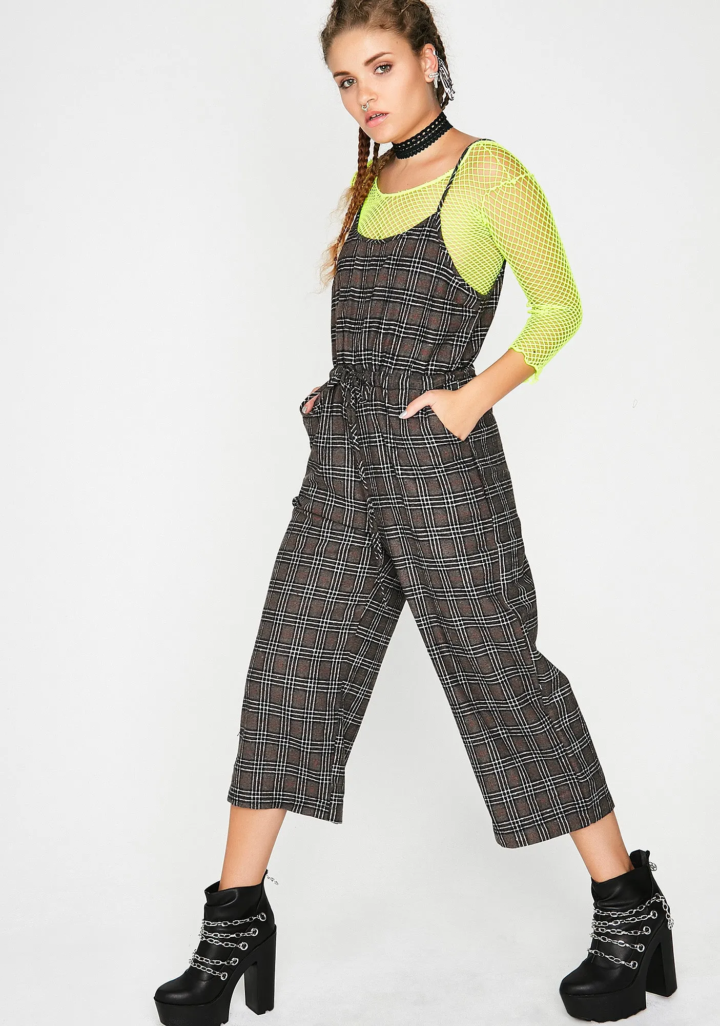 No Exams Plaid Jumpsuit sold by Dolls Kill