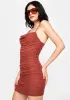 Rust Trading Up Ruched Mini Dress sold by Dolls Kill