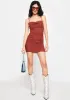 Rust Trading Up Ruched Mini Dress sold by Dolls Kill