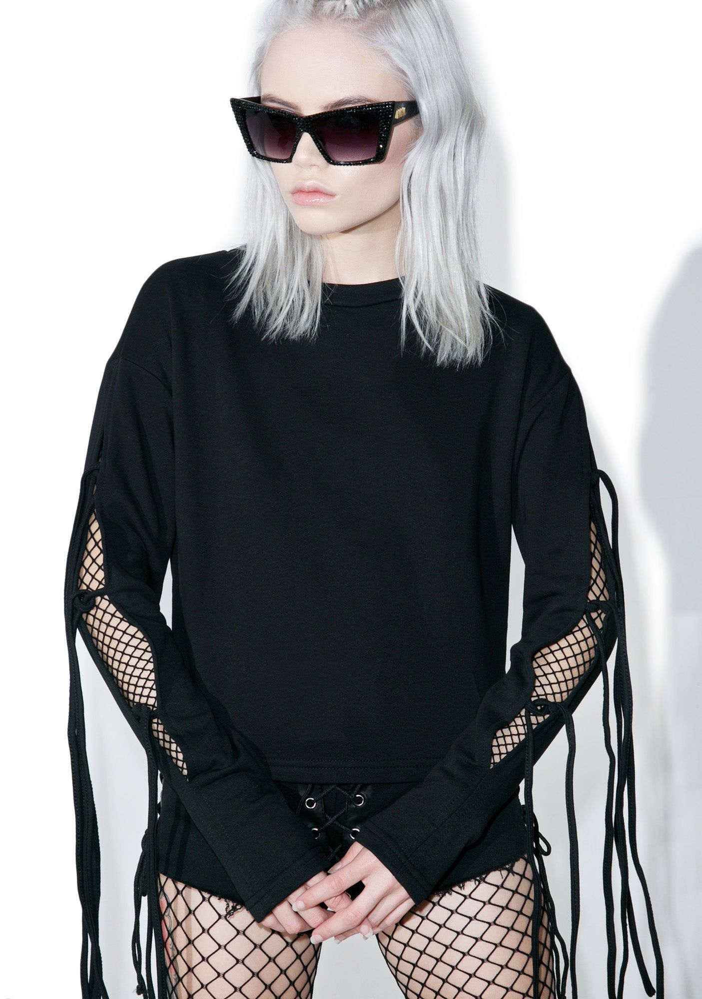Lurker Lace-Up Crop Top sold by Dolls Kill product image thumbnail 5