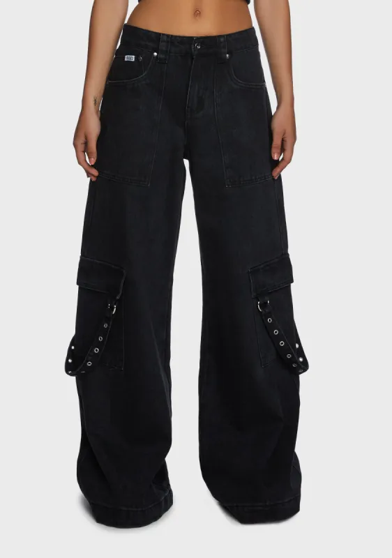 Grime Wide Leg Jeans sold by Dolls Kill