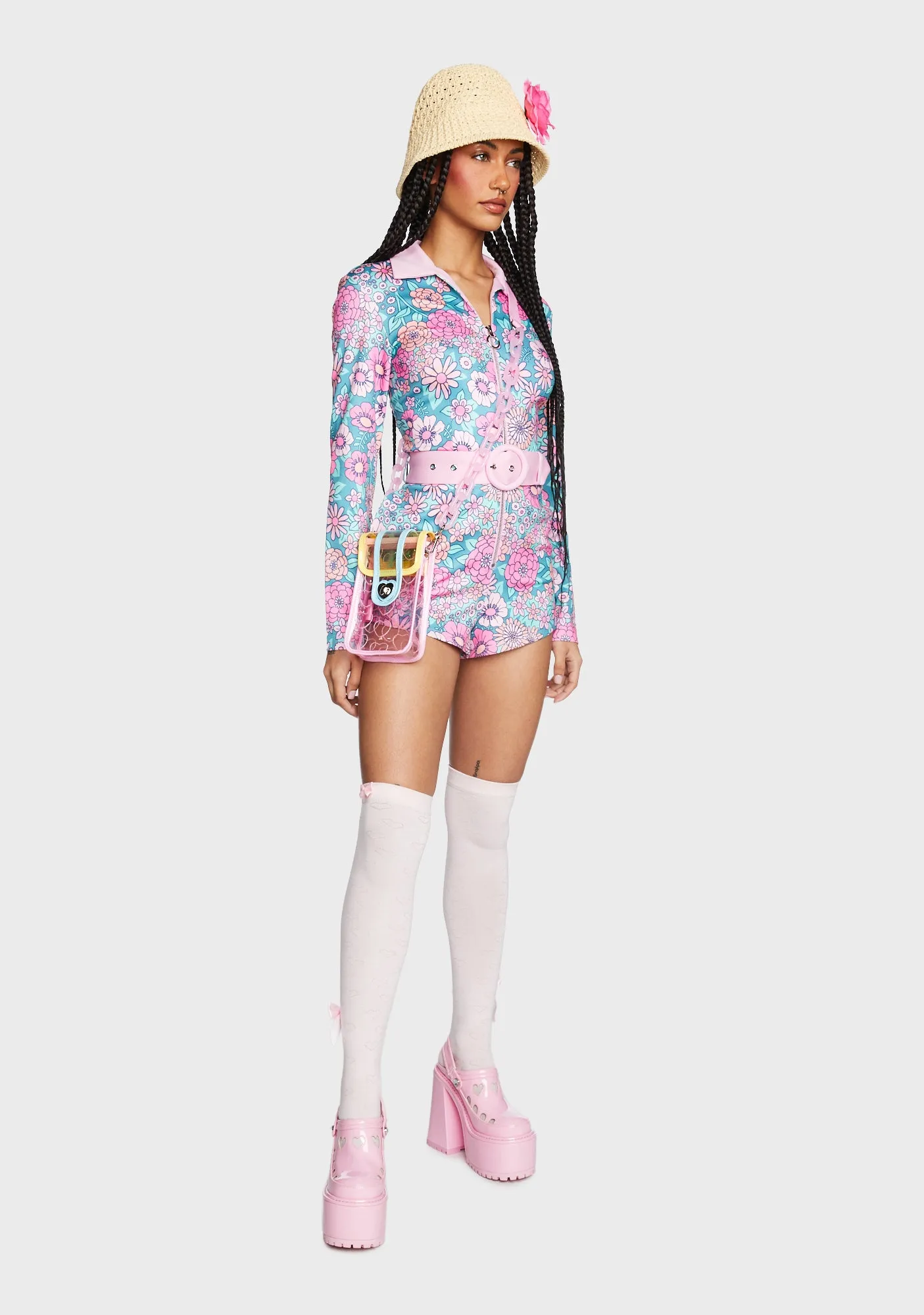 Modern Love Floral Romper - Pink/Blue sold by Dolls Kill product image thumbnail 4
