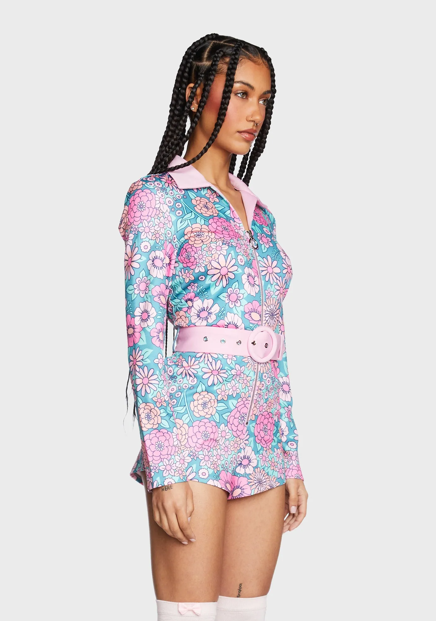 Modern Love Floral Romper - Pink/Blue sold by Dolls Kill product image thumbnail 5
