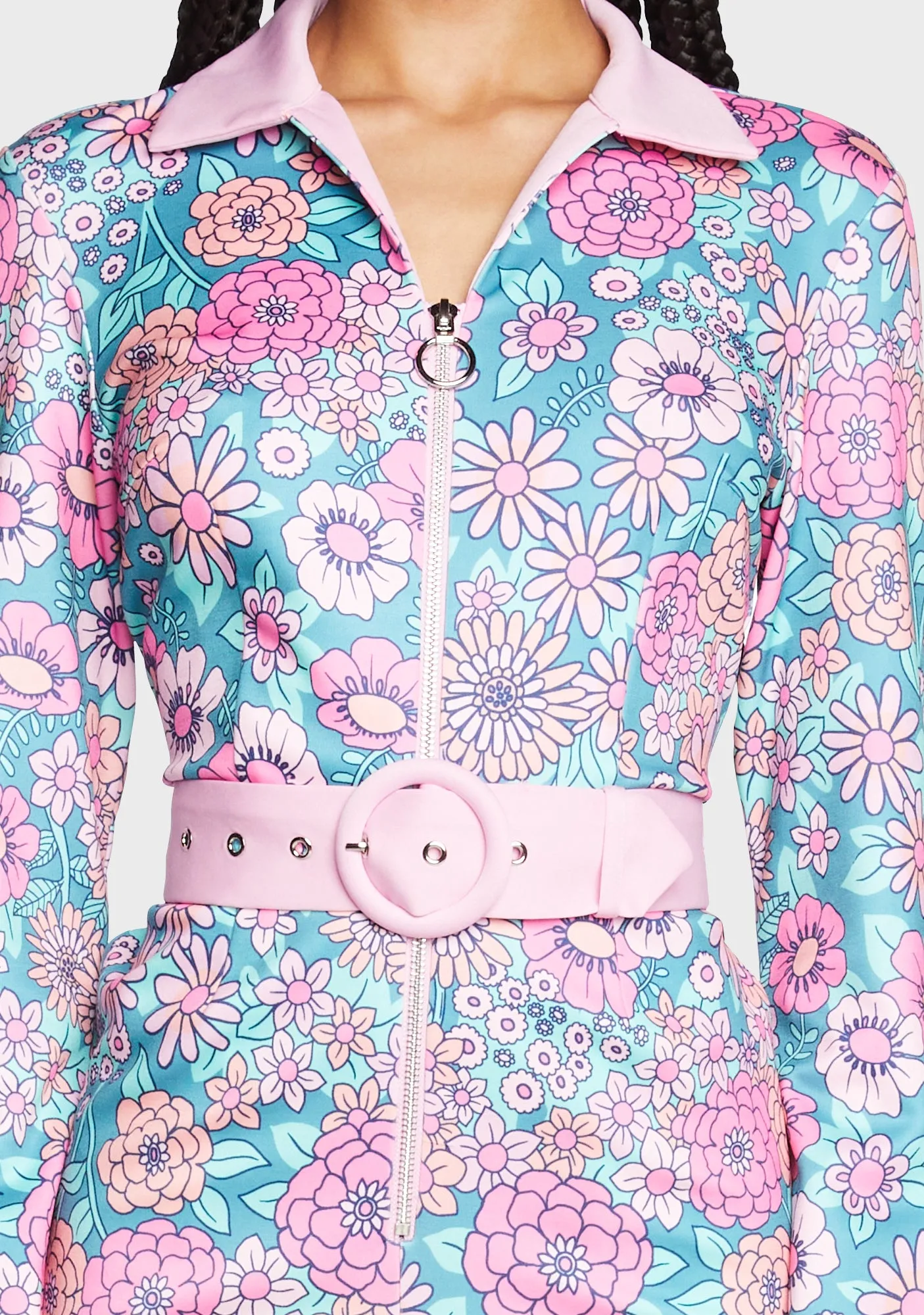 Modern Love Floral Romper - Pink/Blue sold by Dolls Kill product image thumbnail 2