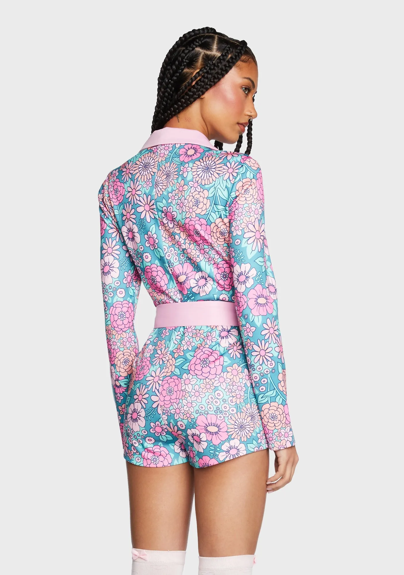 Modern Love Floral Romper - Pink/Blue sold by Dolls Kill product image thumbnail 3