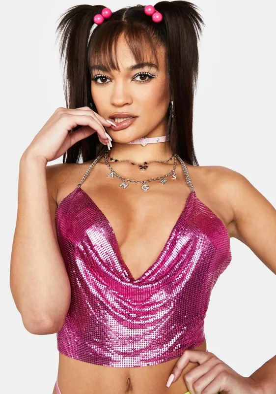 Fuschia Jewel Intentions Chainmail Top sold by Dolls Kill