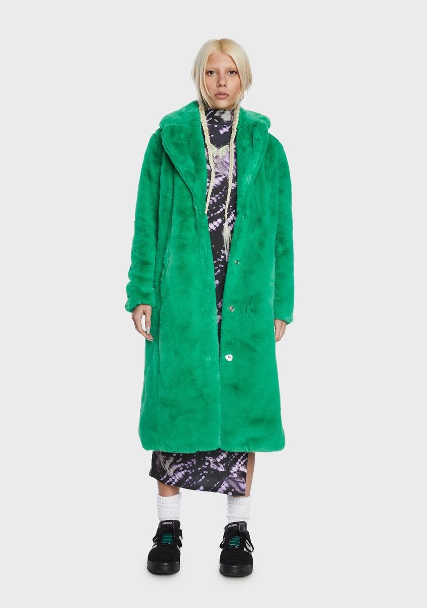 Green Kai Faux Fur Coat sold by Dolls Kill