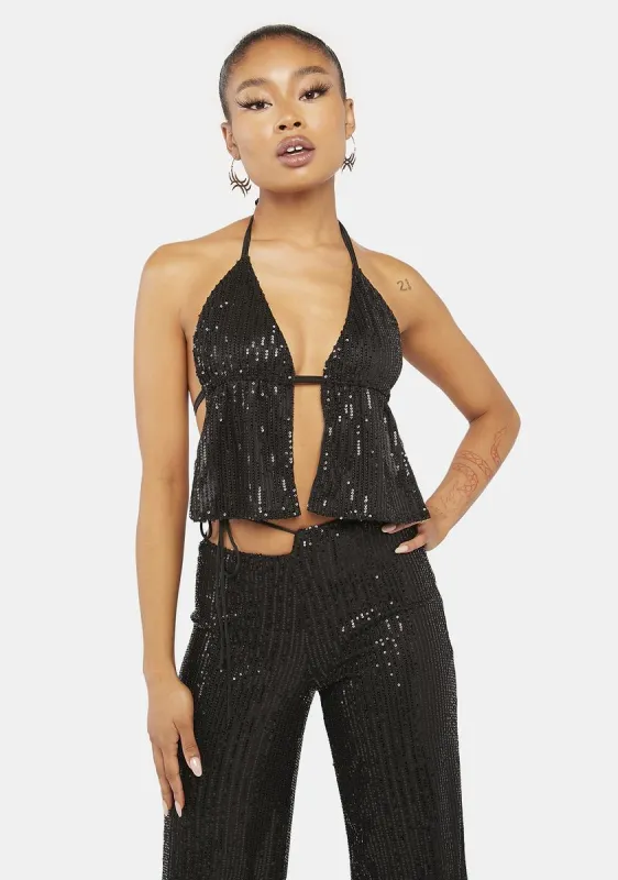 Drape Sequin Black Runita Top sold by Dolls Kill