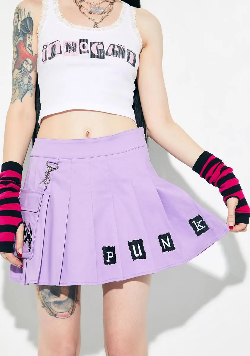Tacks For Snacks Embroidered Mini Skirt sold by Dolls Kill