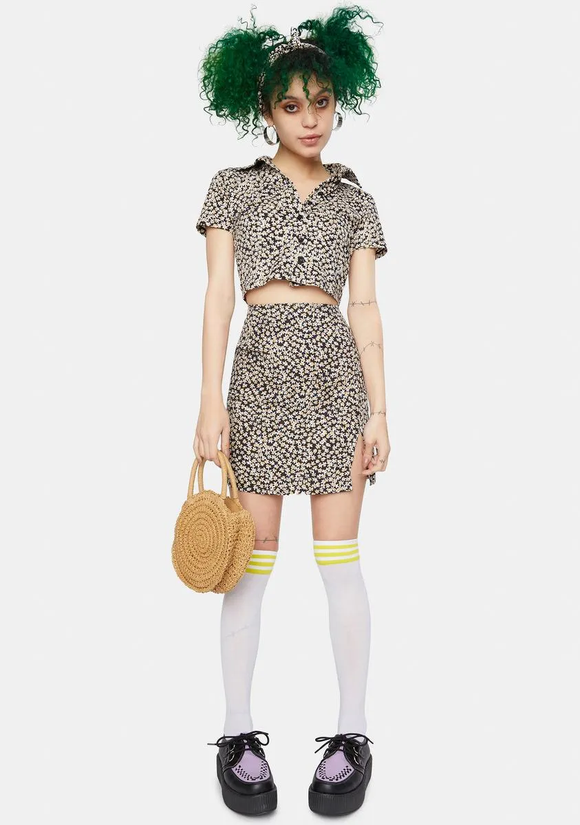 Spring Fling Floral Black Wuma Crop Shirt sold by Dolls Kill product image thumbnail 3