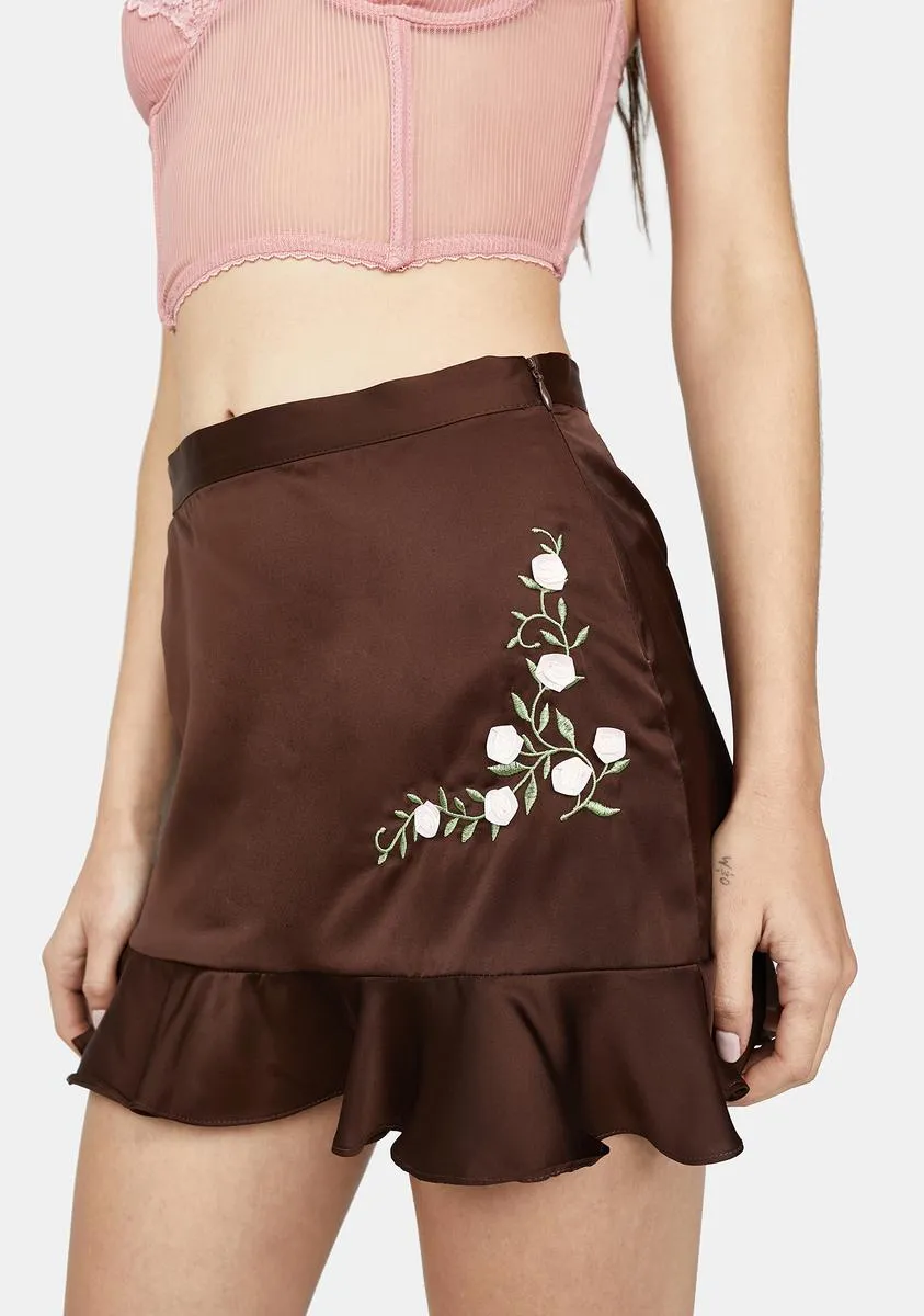 Blissful Ingenue Satin Mini Skirt sold by Dolls Kill