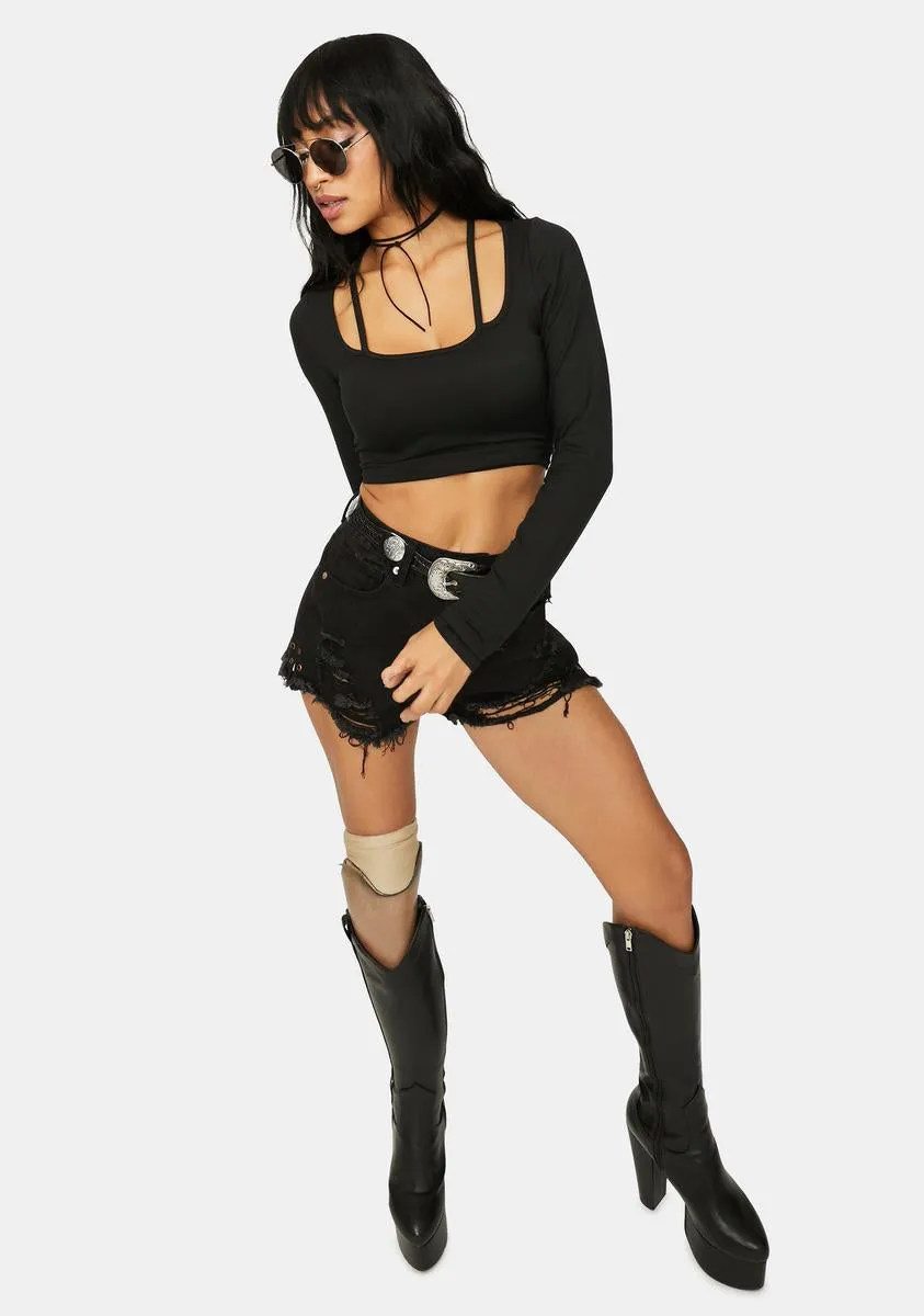 Wicked Had 2 Be There Long Sleeve Crop Top sold by Dolls Kill product image thumbnail 3