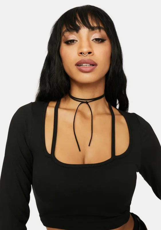 Wicked Had 2 Be There Long Sleeve Crop Top made by Dolls Kill