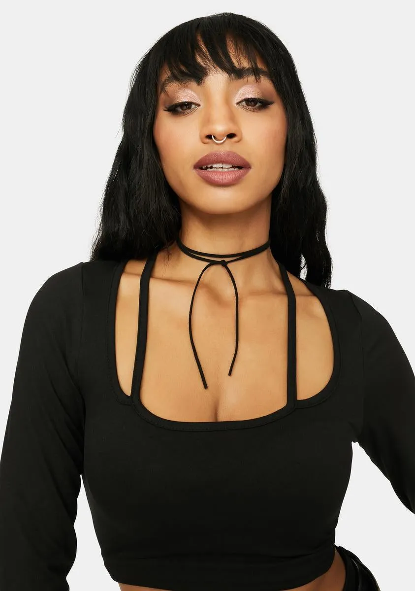 Wicked Had 2 Be There Long Sleeve Crop Top sold by Dolls Kill