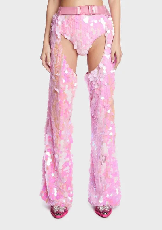 Ride The Dreamwave Sequin Chaps made by Dolls Kill