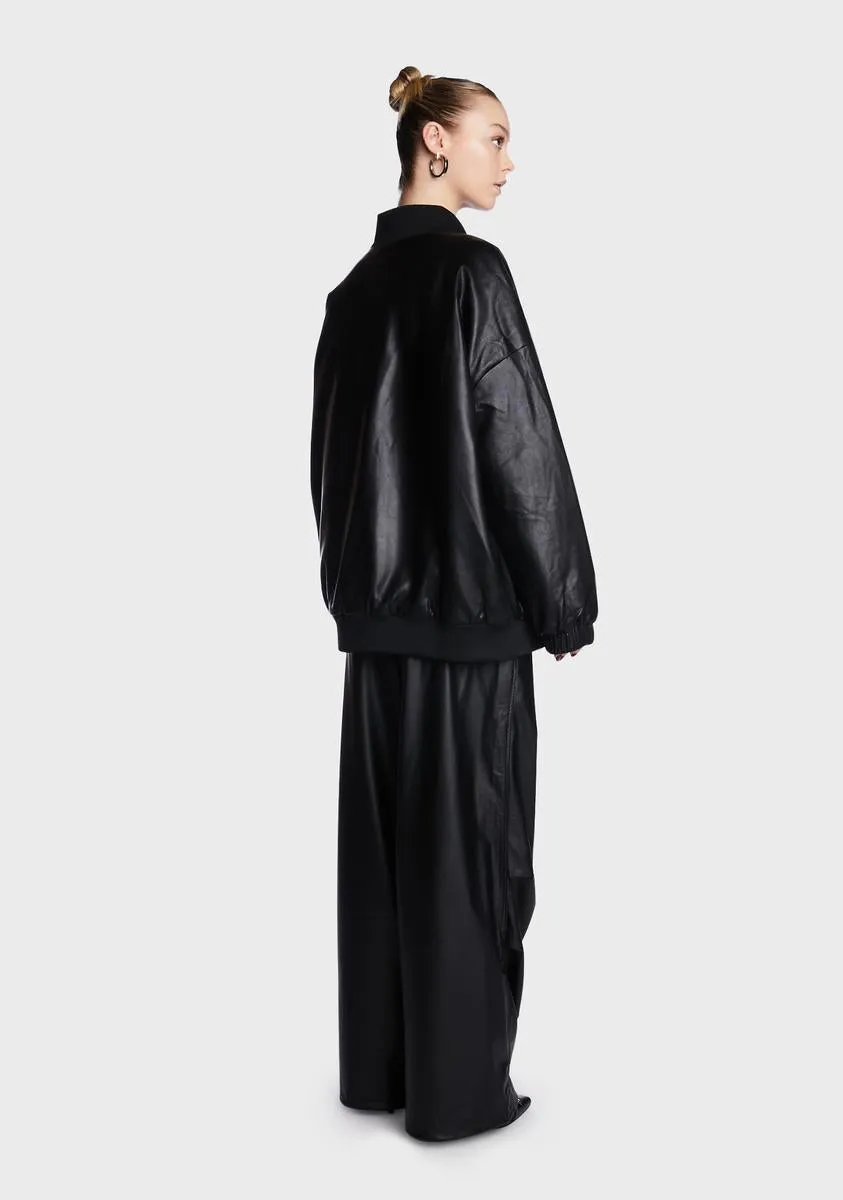 Faux Leather Oversized Bomber Jacket sold by Dolls Kill product image thumbnail 5