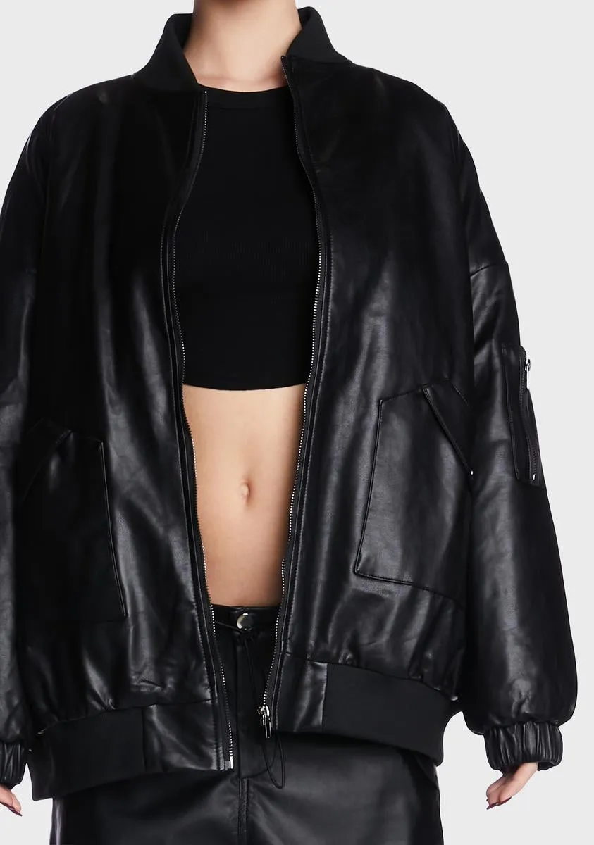 Faux Leather Oversized Bomber Jacket sold by Dolls Kill product image thumbnail 2