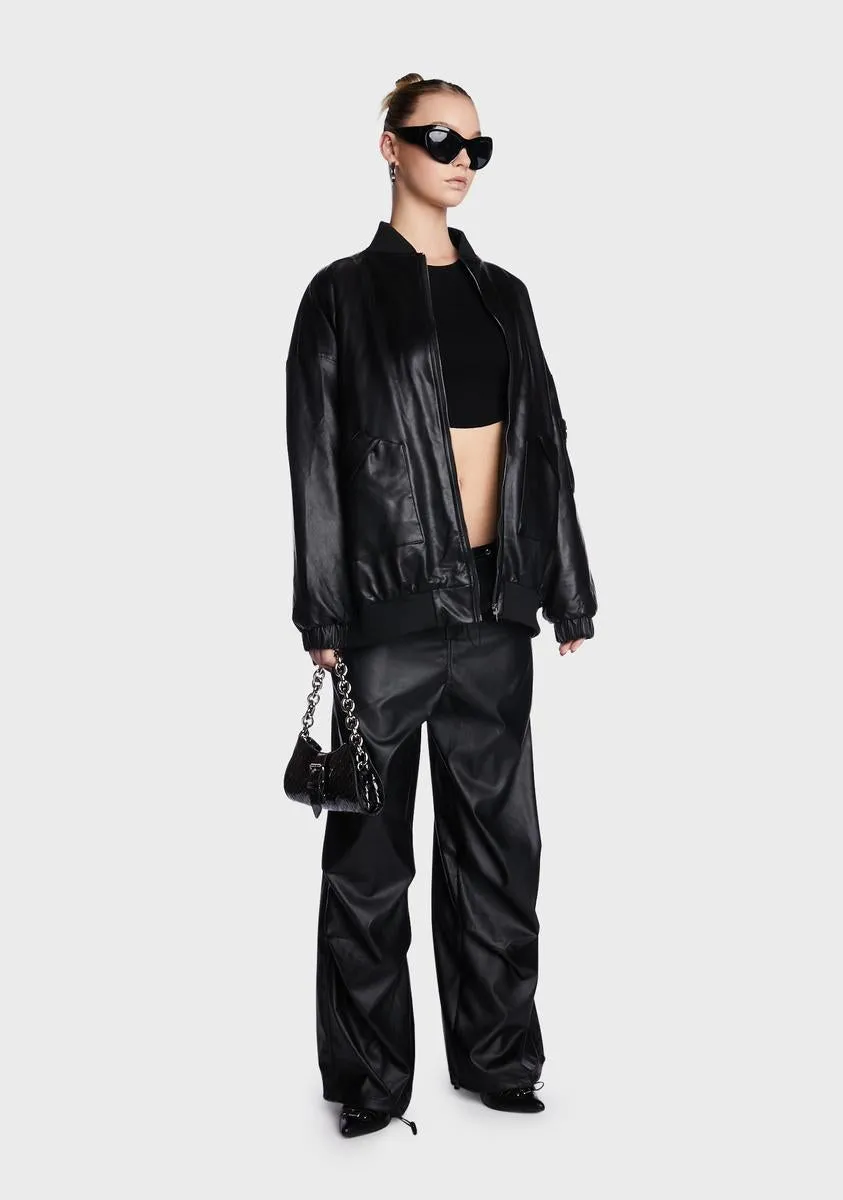 Faux Leather Oversized Bomber Jacket sold by Dolls Kill product image thumbnail 3