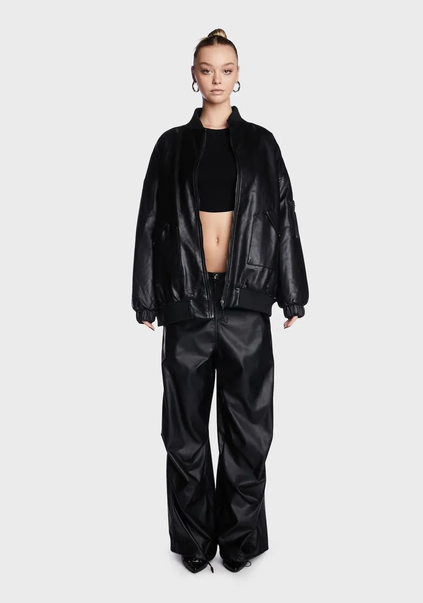 Faux Leather Oversized Bomber Jacket sold by Dolls Kill