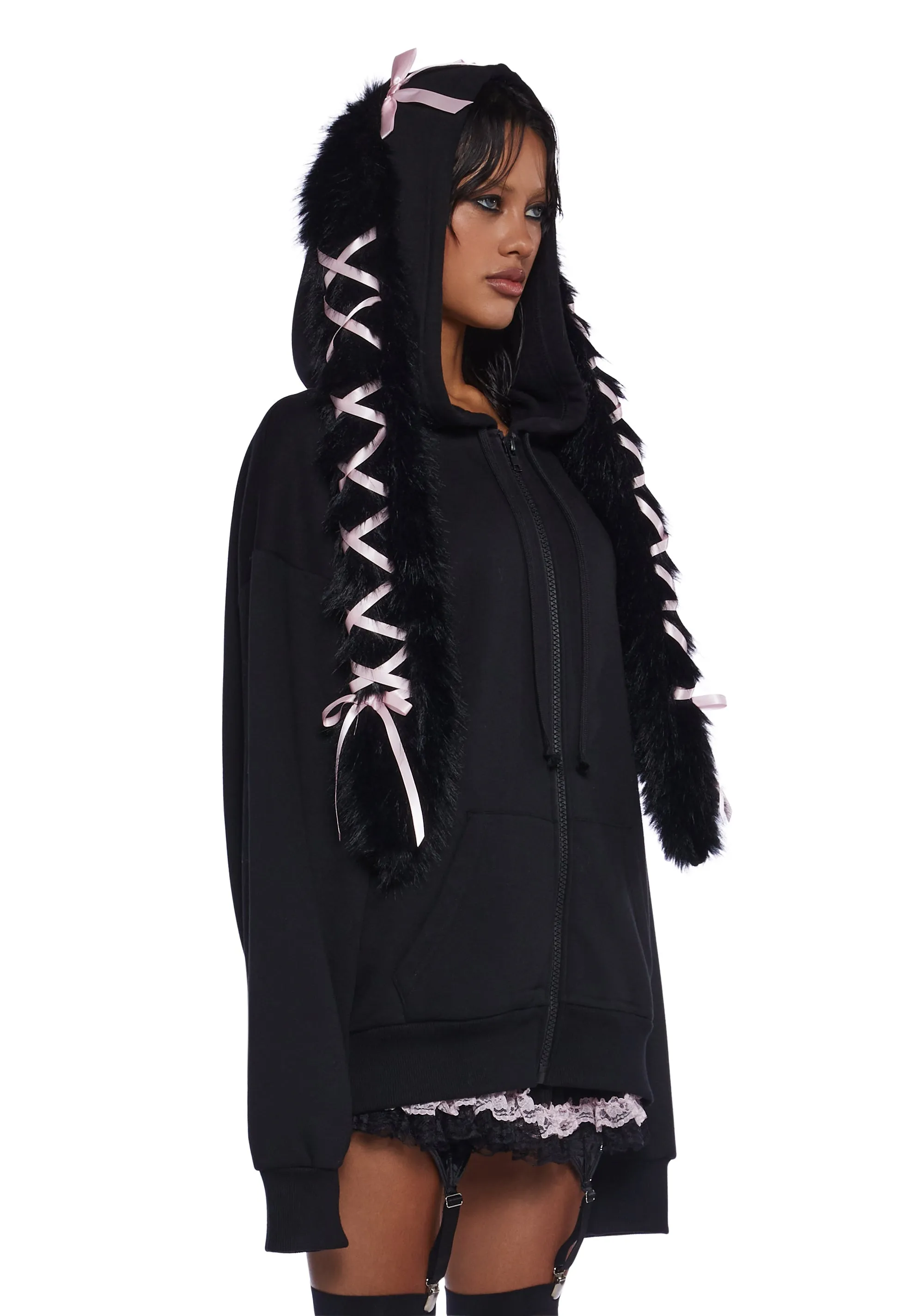 Precious Bunny Zip-Up Hoodie sold by Dolls Kill product image thumbnail 3