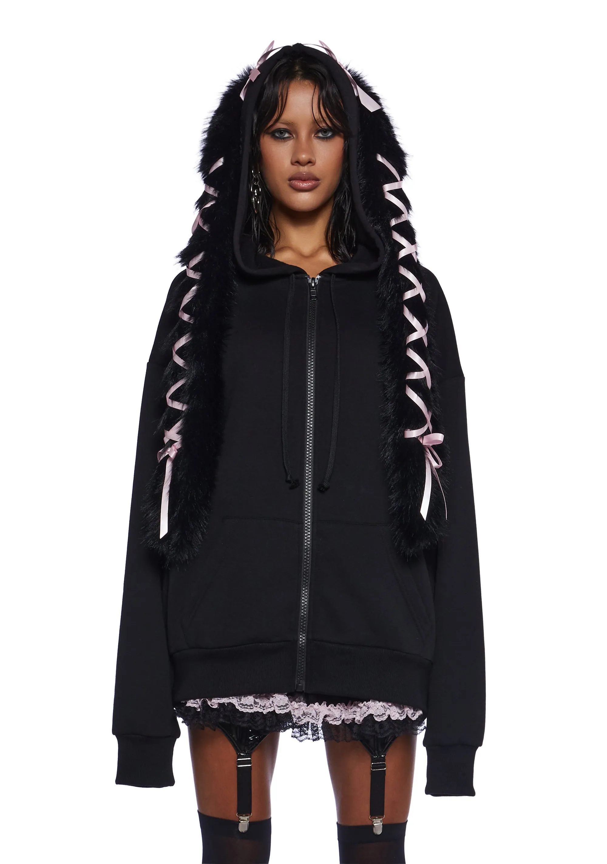 Precious Bunny Zip-Up Hoodie sold by Dolls Kill