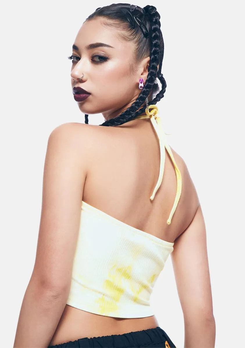 Yellow Tie Dye Halter Neck Top sold by Dolls Kill product image thumbnail 4
