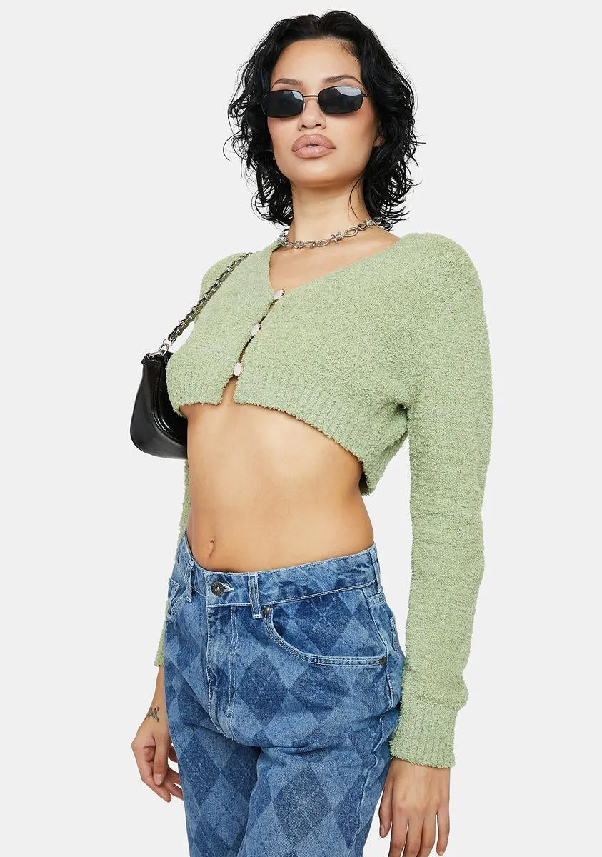 Sage Knit Cropped Long Sleeve Cardigan sold by Dolls Kill product image thumbnail 2