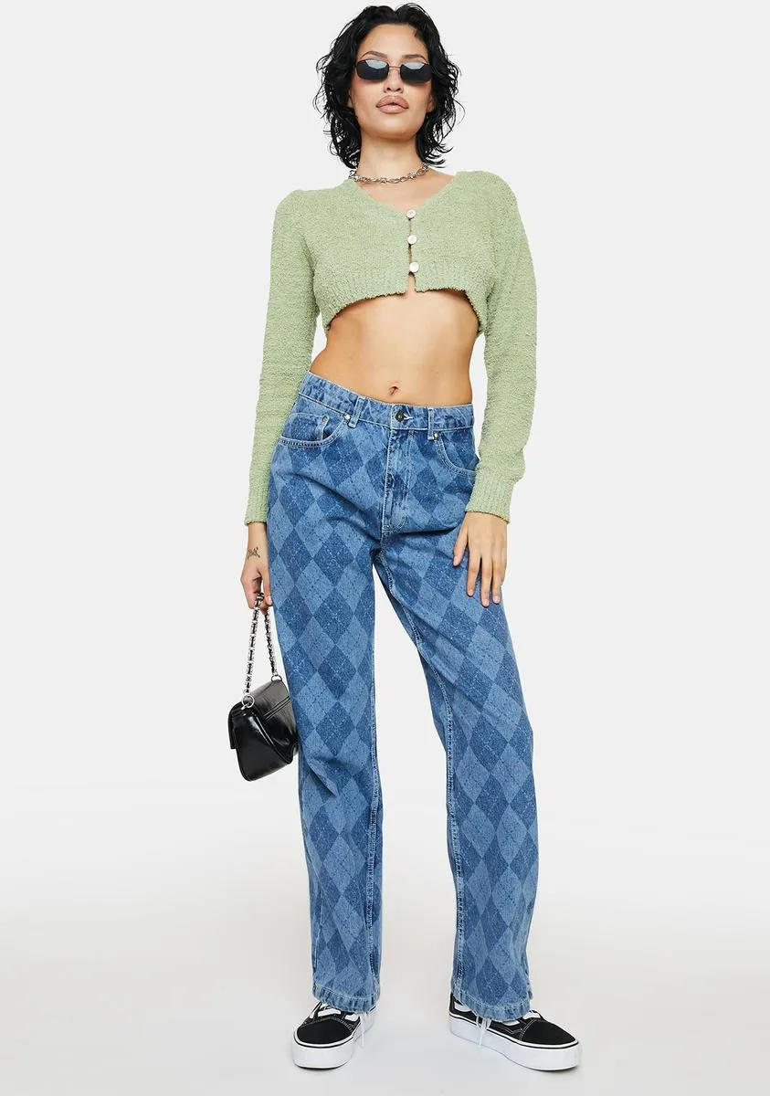 Sage Knit Cropped Long Sleeve Cardigan sold by Dolls Kill product image thumbnail 3