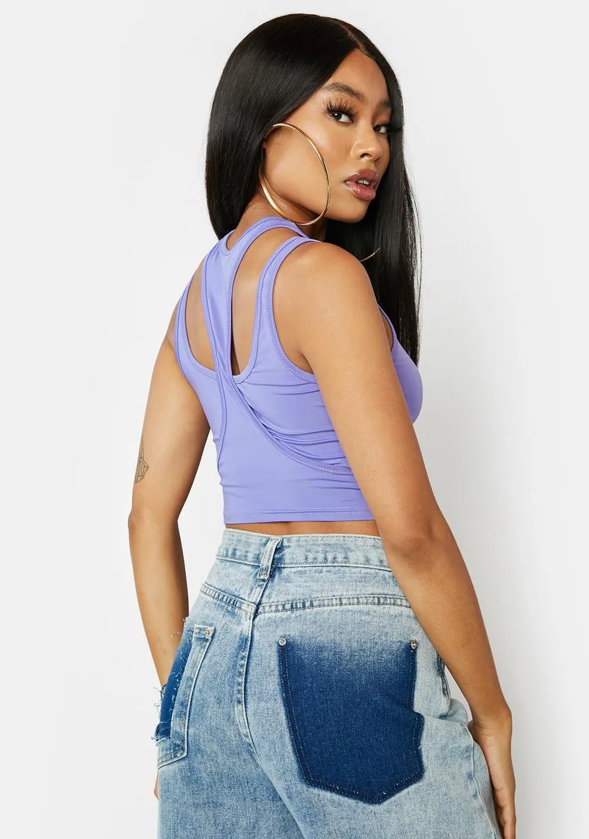 Lilac No Repeats Cutout Crop Tank sold by Dolls Kill product image thumbnail 4