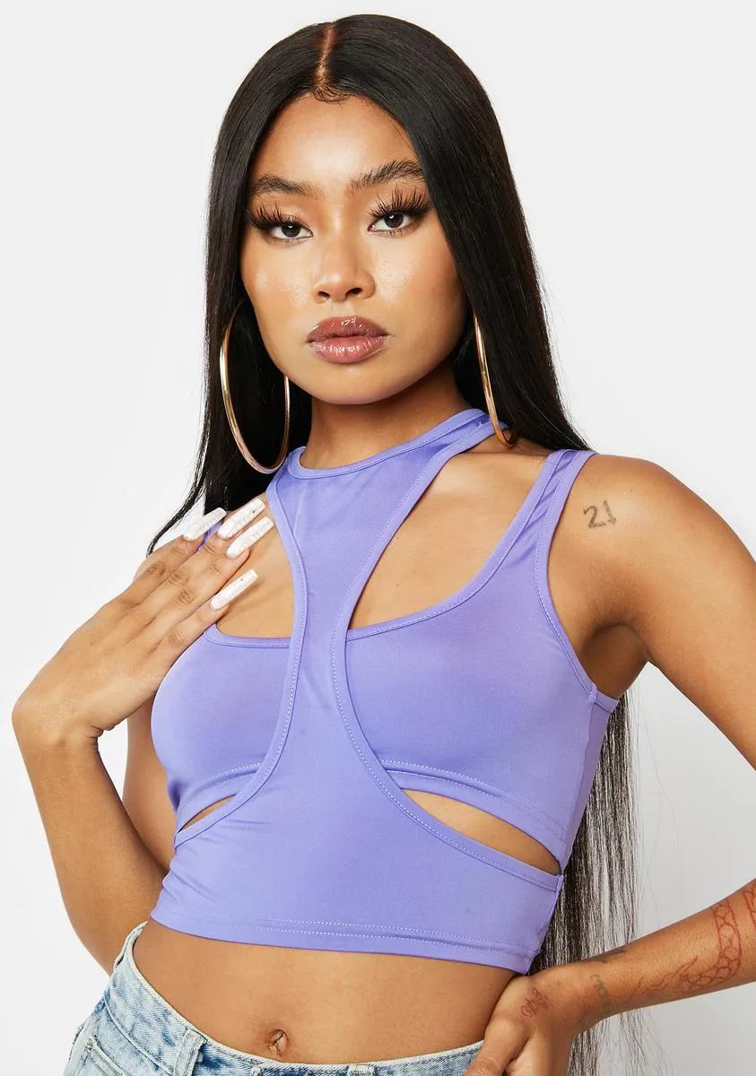 Lilac No Repeats Cutout Crop Tank sold by Dolls Kill