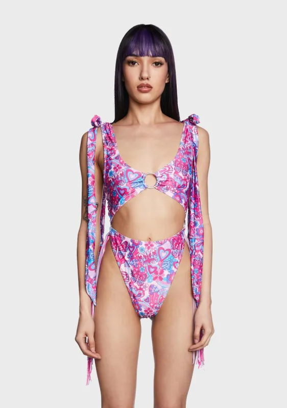 Cosmo Garden Fringe Bodysuit sold by Dolls Kill