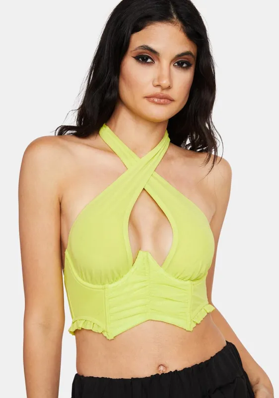 Lime Where I Wanna Be Halter Top sold by Dolls Kill