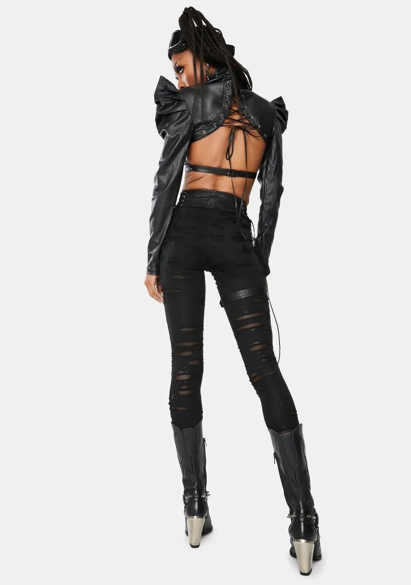 Black Steampunk Detachable Waist Bag Leggings sold by Dolls Kill product image thumbnail 4