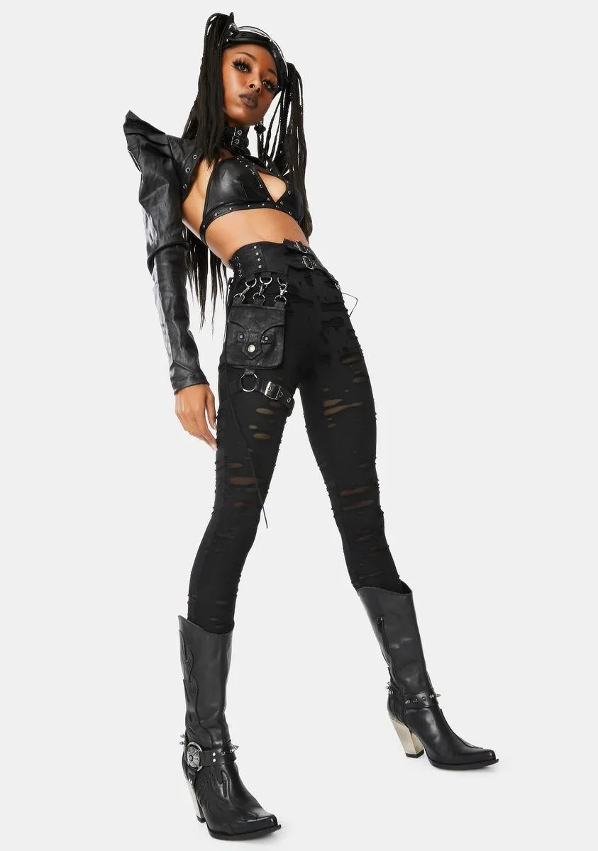 Black Steampunk Detachable Waist Bag Leggings sold by Dolls Kill product image thumbnail 2