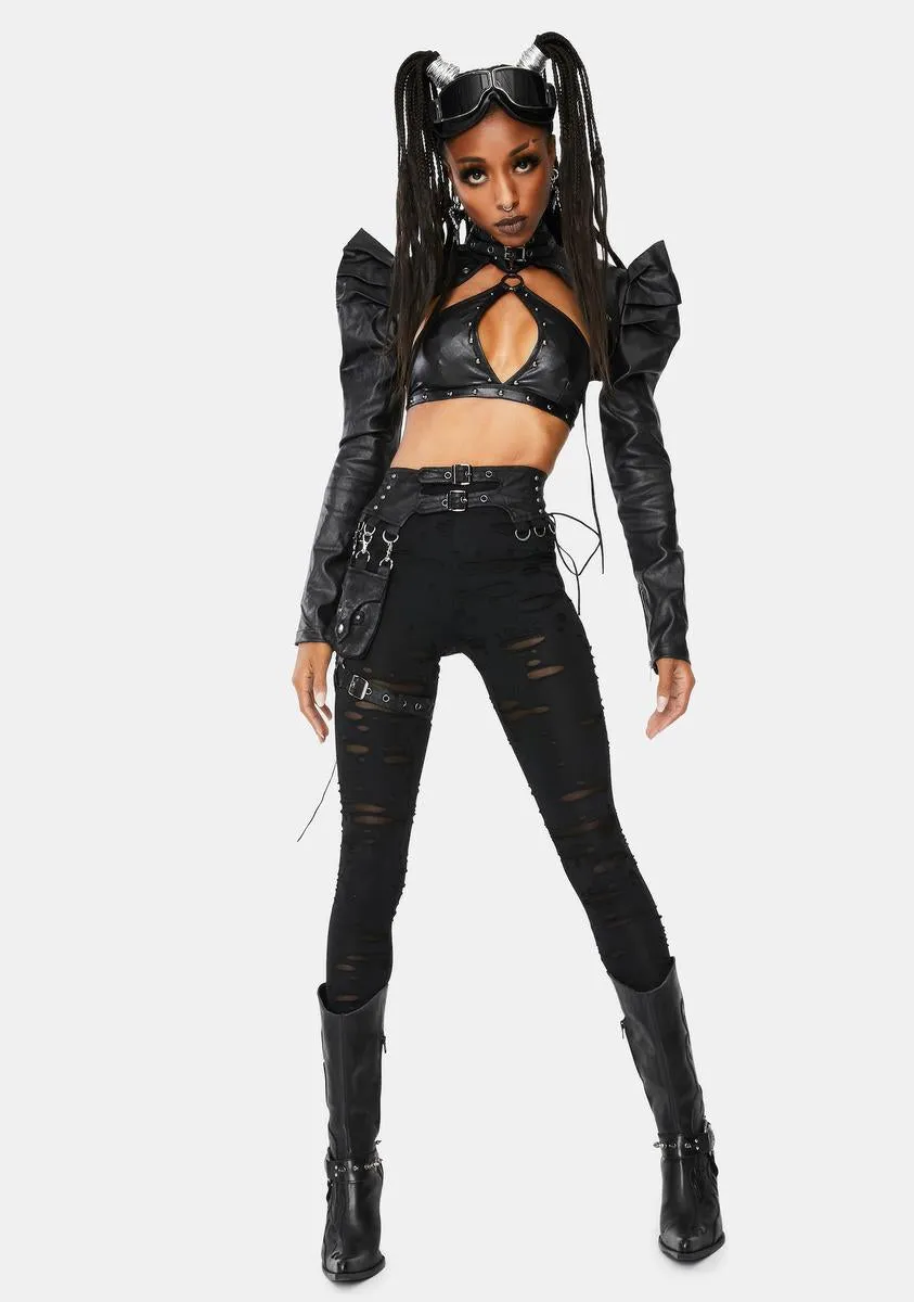 Black Steampunk Detachable Waist Bag Leggings sold by Dolls Kill product image thumbnail 3