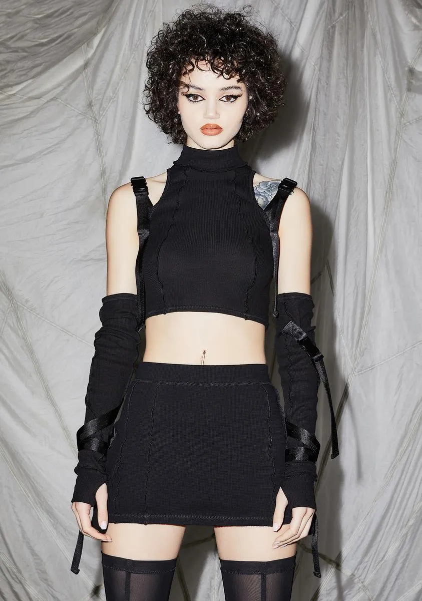 Reverb Strappy Mock Neck Crop Top sold by Dolls Kill