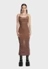Chocolate Post Date Feels Maxi Dress sold by Dolls Kill