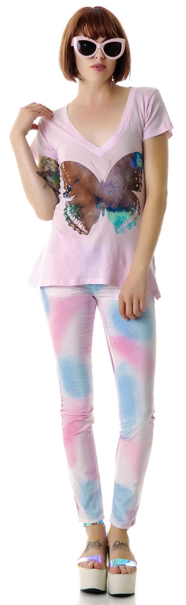 Galaxy Butterfly Classic V-Neck sold by Dolls Kill