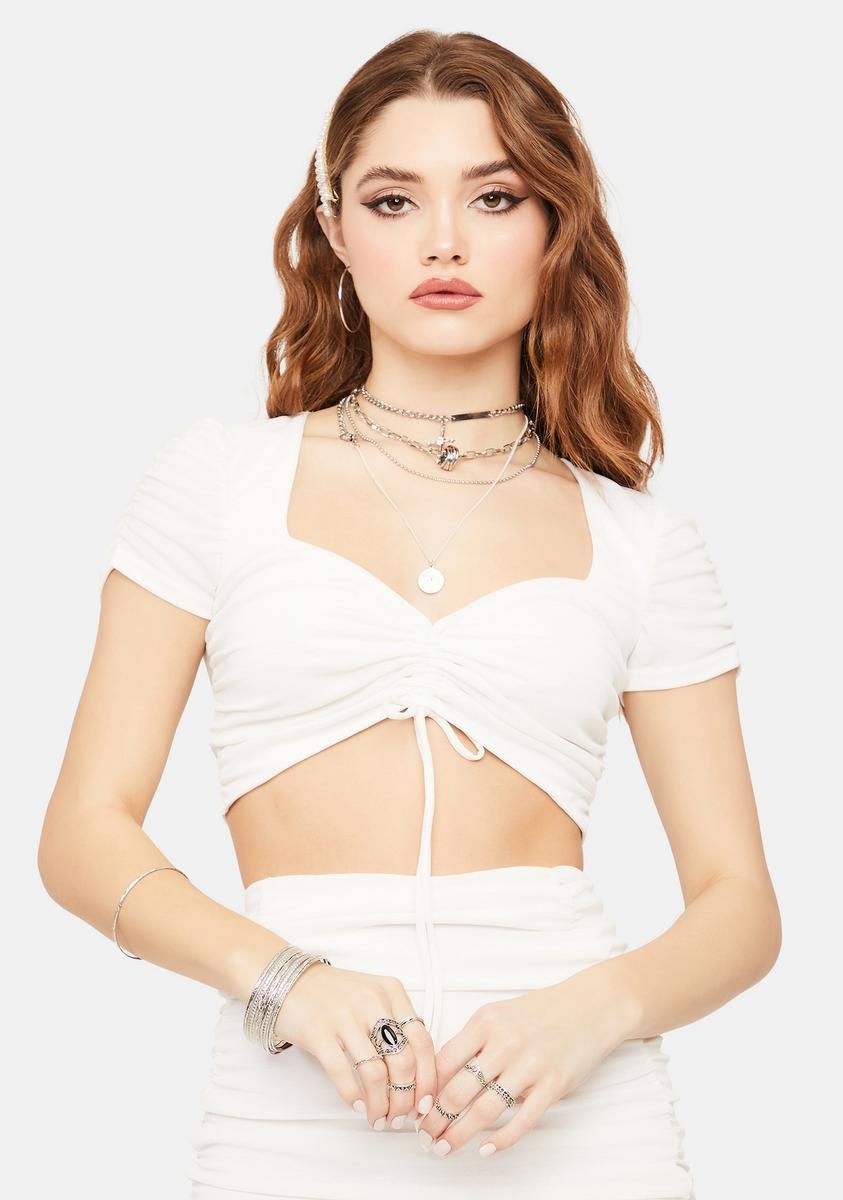 Chill What's Ur Drama Ruched Drawstring Crop Top sold by Dolls Kill