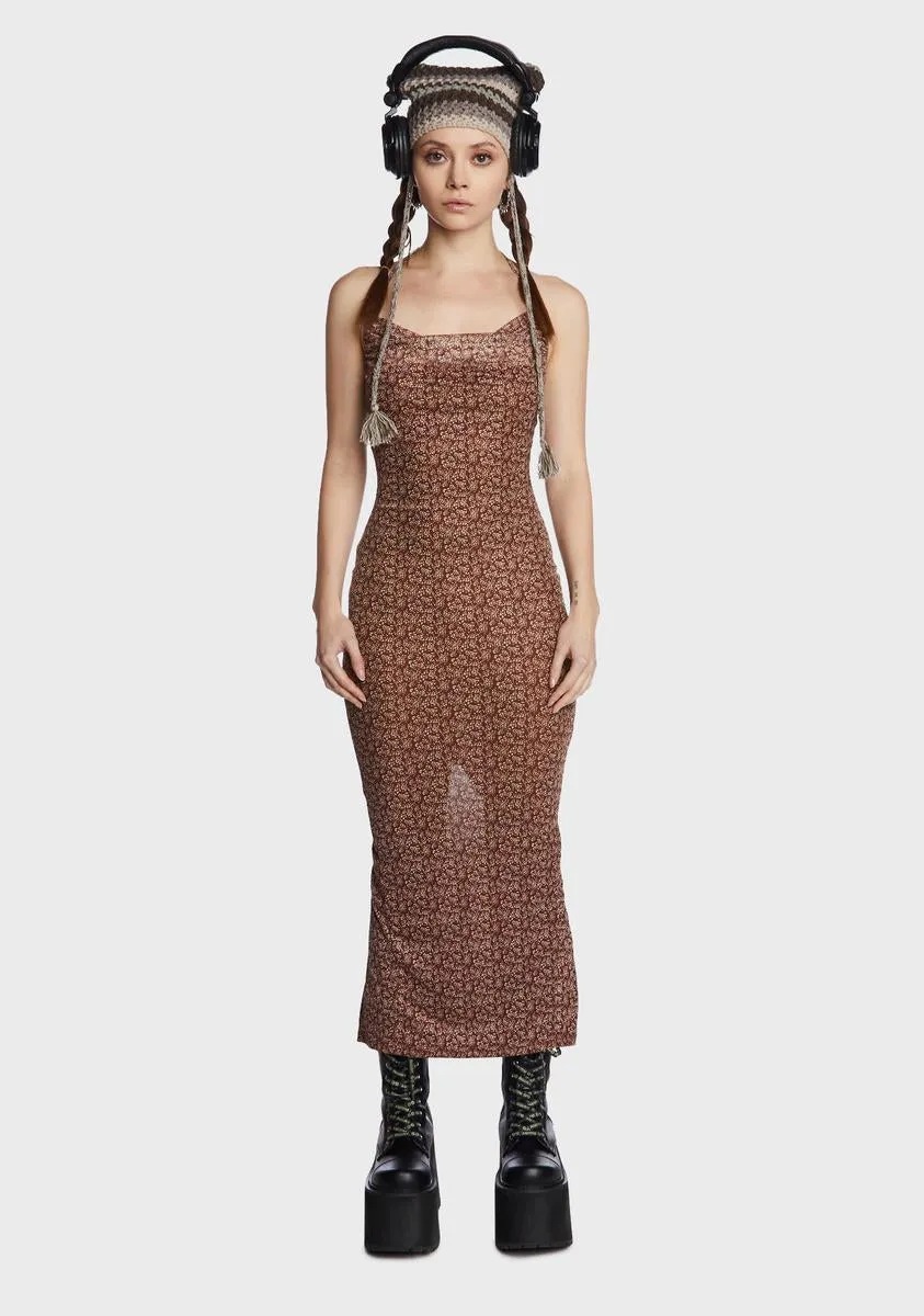 Chocolate Post Date Feels Maxi Dress sold by Dolls Kill product image thumbnail 4