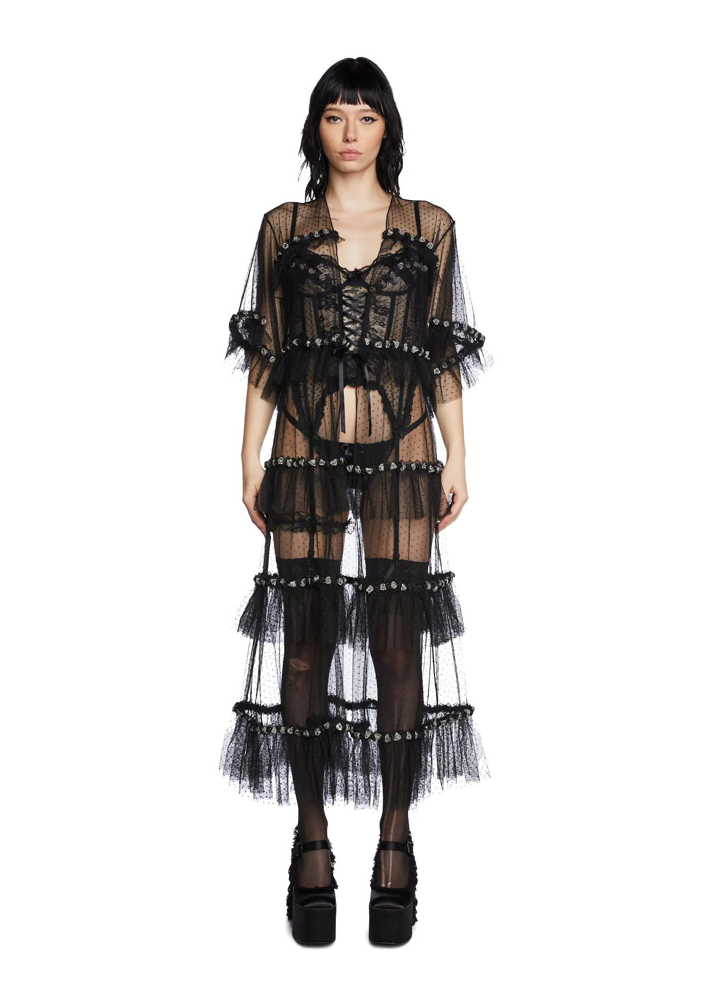 Midnight Honeymoon Sheer Robe sold by Dolls Kill