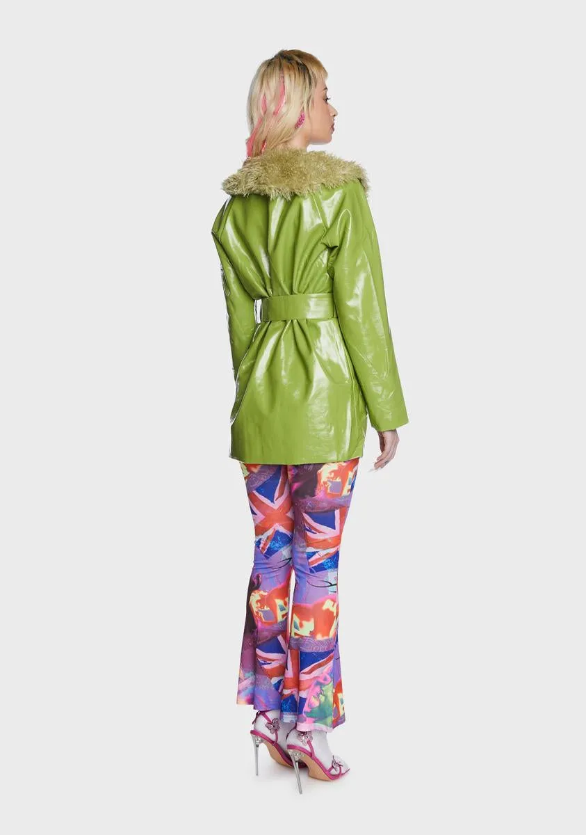 Green Faux Leather Fur Trim Coat sold by Dolls Kill product image thumbnail 5