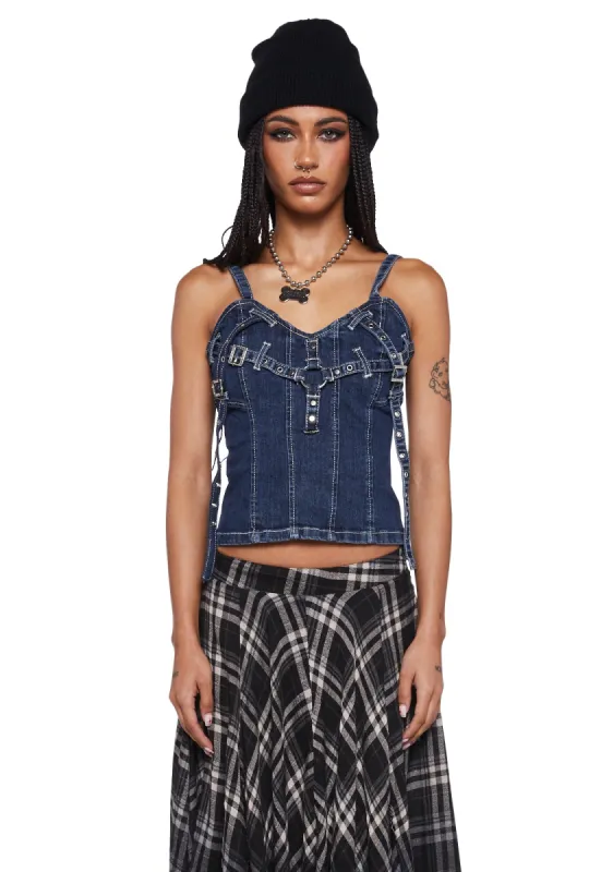 X-Denim Corset Top sold by Dolls Kill