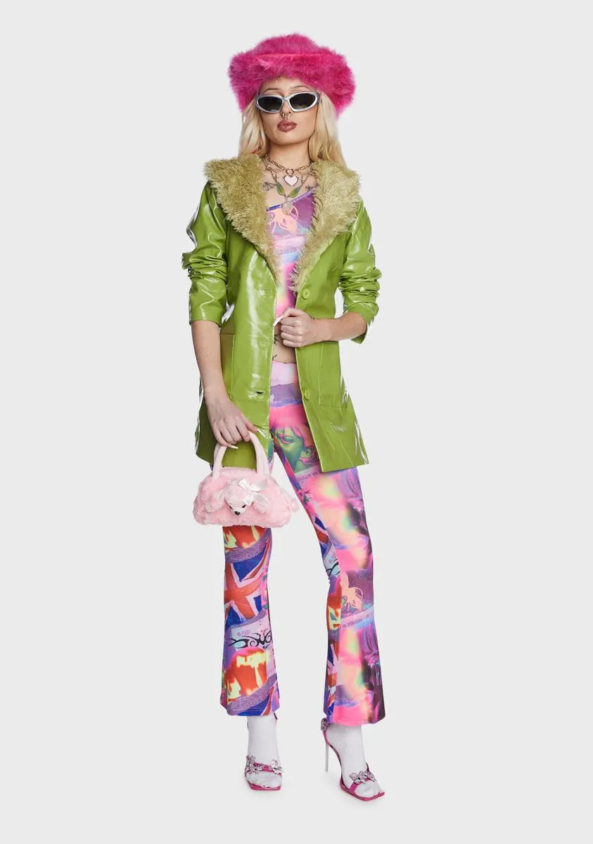 Green Faux Leather Fur Trim Coat sold by Dolls Kill product image thumbnail 3