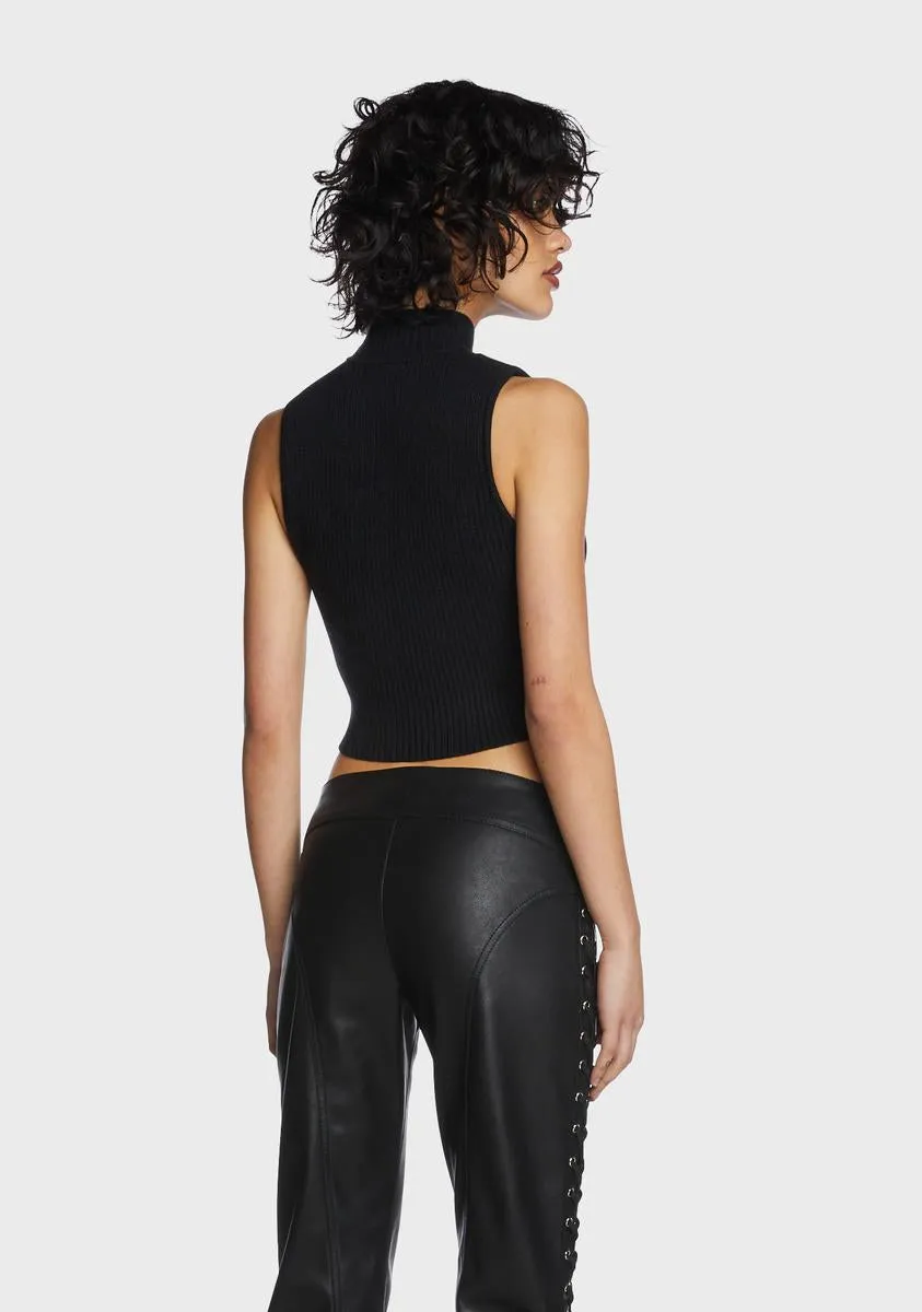 Black Keyhole Mock Neck Crop Top sold by Dolls Kill product image thumbnail 4