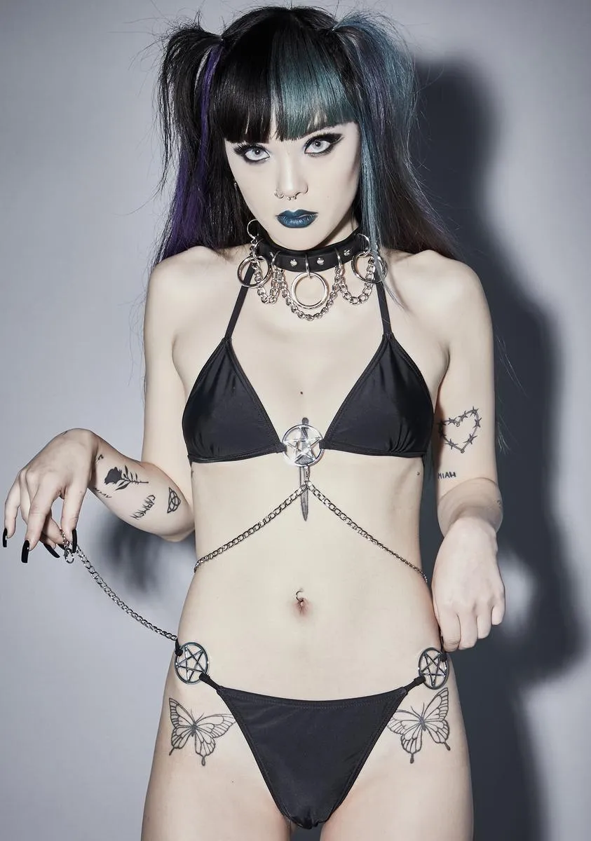Number Of The Beast Chain Bikini Set sold by Dolls Kill