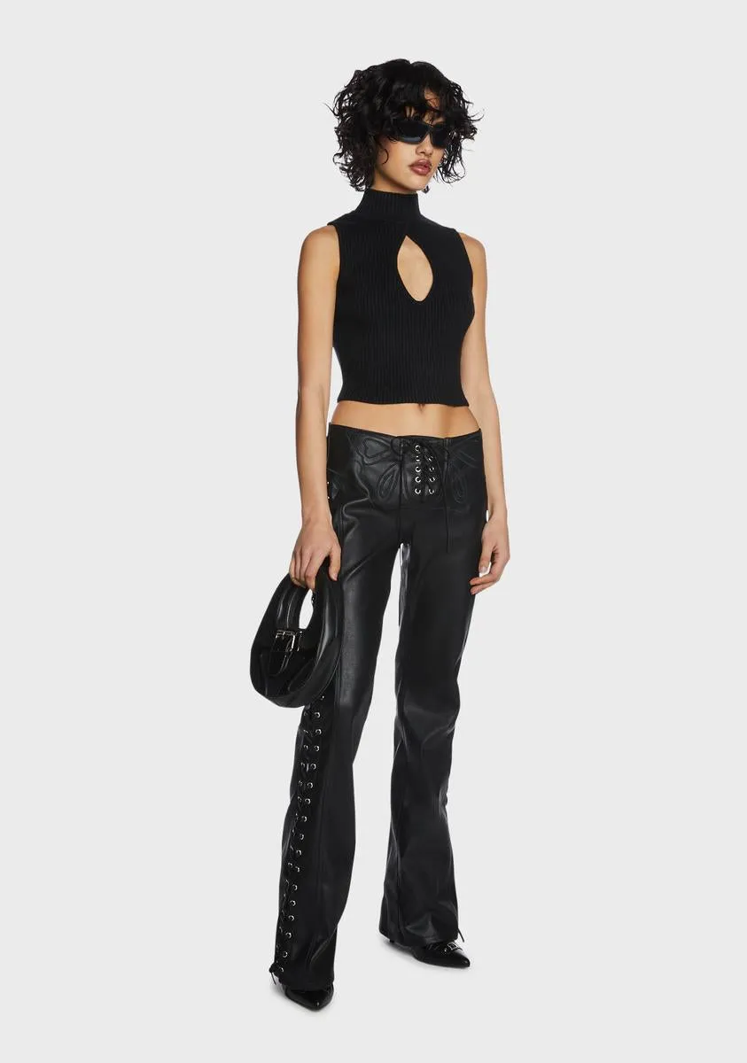 Black Keyhole Mock Neck Crop Top sold by Dolls Kill product image thumbnail 5