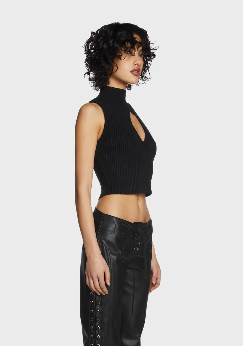 Black Keyhole Mock Neck Crop Top sold by Dolls Kill product image thumbnail 3