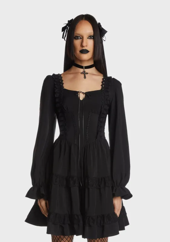 Dead Doll Rose Trim Frilly Dress sold by Dolls Kill