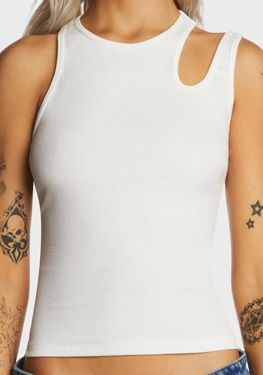 White Cut Out Ribbed Tank Top sold by Dolls Kill product image thumbnail 2